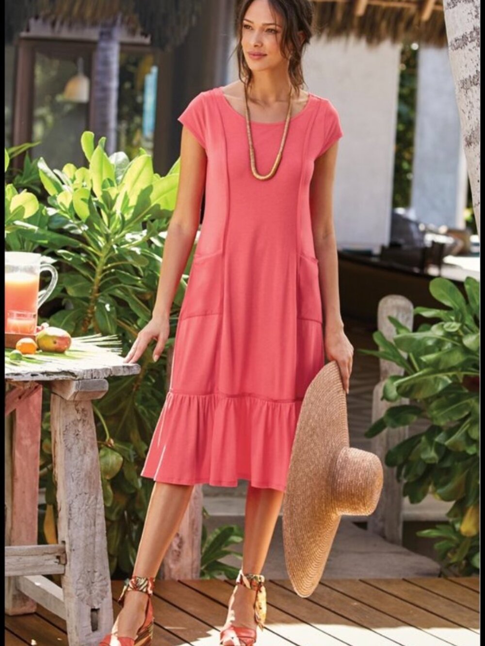 Soft Surroundings Rapture Rose Fleuri T-shirt Dress - M